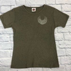 Harley Davidson scoop neck T-shirt 2008 Medium army Green